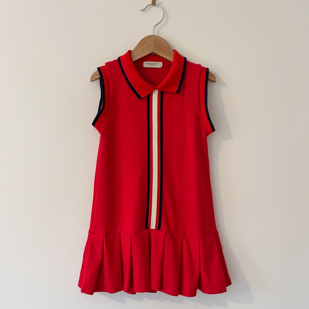 BURBERRY LONDON EUC Iconic Stripe Pleated Drop
Waist Tennis Polo Dress